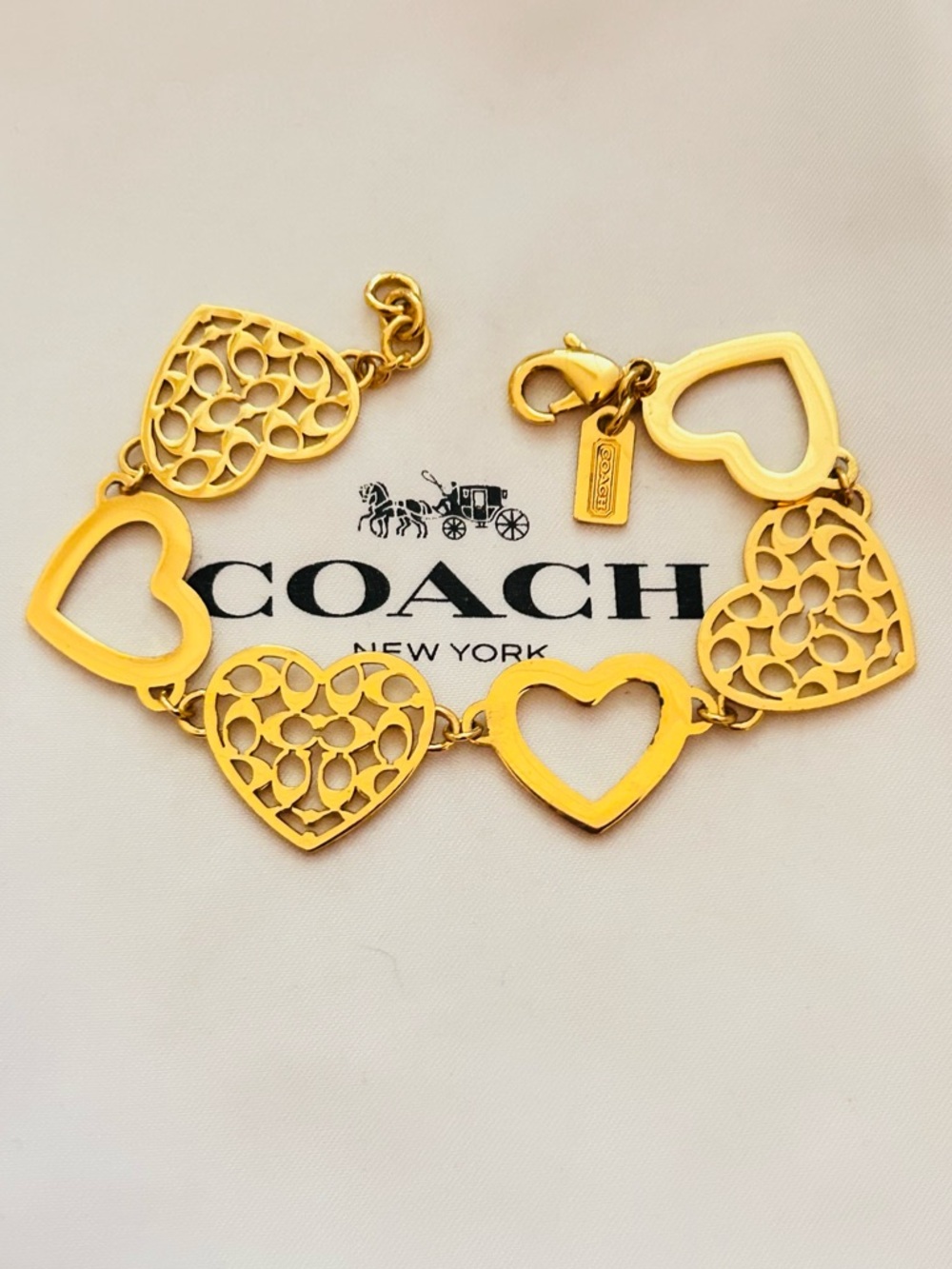 EXTREMELY RARE Coach Y2K Heart Charm Bracelet